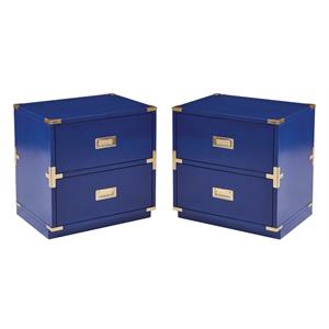Home Square 2 Drawer Cabinet in Lapis Blue Fully Assembled - Set of 2