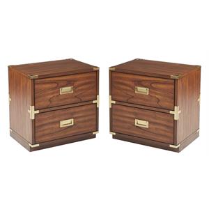 Home Square 2 Drawer Engineered Wood Cabinet in Toasted Brown - Set of 2