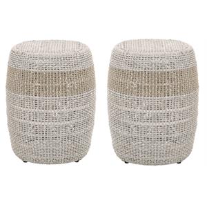 Home Square Fabric Accent Table in Taupe Gray Finish - Set of 2