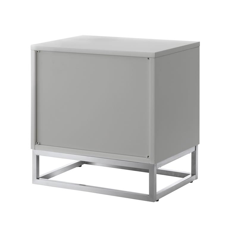 Home Square 2-Drawer Nightstand with Metal Base in Light Gray - Set of 2