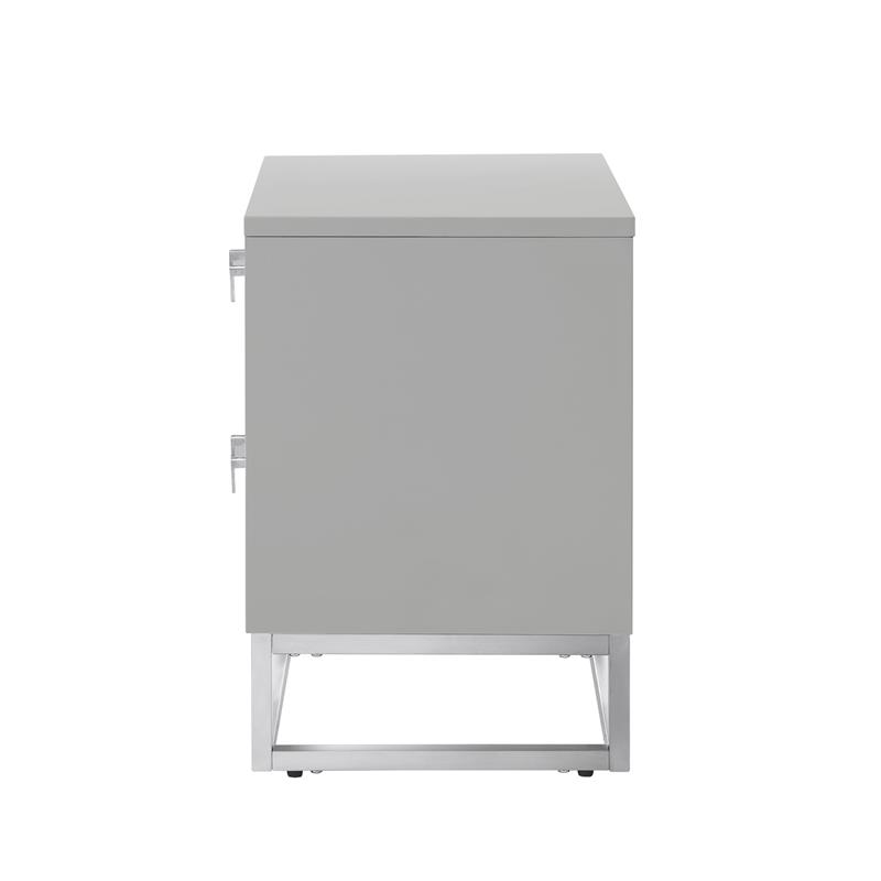 Home Square 2-Drawer Nightstand with Metal Base in Light Gray - Set of 2