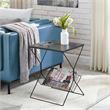 Home Square Rectangular Faux Marble End Table in Black - Set of 2