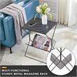 Home Square Rectangular Faux Marble End Table in Black - Set of 2