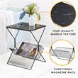Home Square Rectangular Faux Marble End Table in Black - Set of 2