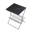 Home Square Rectangular Faux Marble End Table in Black - Set of 2