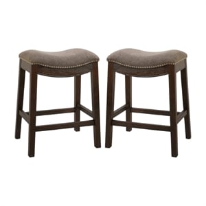 Home Square 25&quot Saddle Wood Counter Height Stool in Cobble Gray - Set of 3