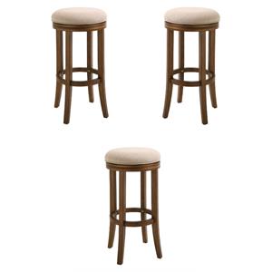 Home Square 25&quot Hardwood Swivel Counter Height Stool in Cream - Set of 3