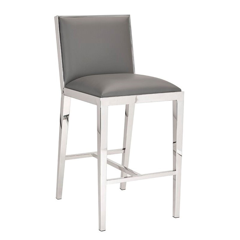 Home Square Faux Leather Counter Stool in Gray Finish - Set of 3