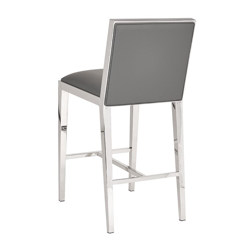Home Square Faux Leather Counter Stool in Gray Finish - Set of 3
