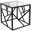 Home Square Transitional Square Glass Top Metal End Table in Black - Set of 2