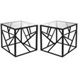 Home Square Transitional Square Glass Top Metal End Table in Black - Set of 2