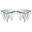 Home Square Stainless Steel End Table in Silver Finish - Set of 2