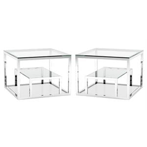 Home Square Multi Shelves Steel End Table in Silver Finish - Set of 2