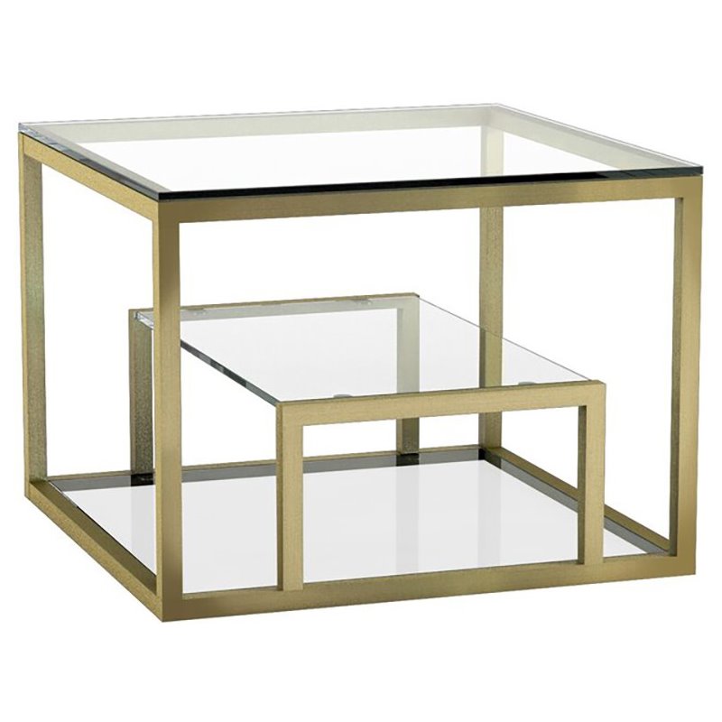 Home Square Multi Shelves Steel End Table in Gold - Set of 2