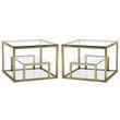 Home Square Multi Shelves Steel End Table in Gold - Set of 2