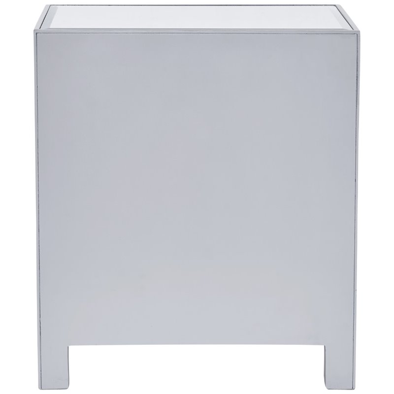 Home Square 1 Door Mirrored Nightstand in Antique Silver - Set of 2