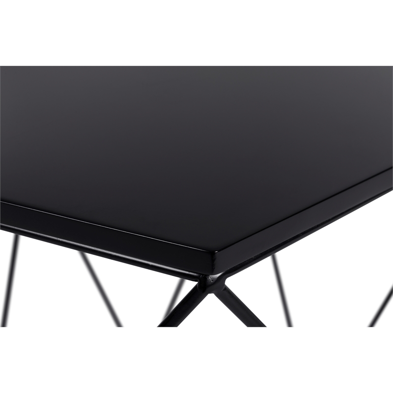 Home Square Geometric Metal Side Table in Midnight Black - Set of 2