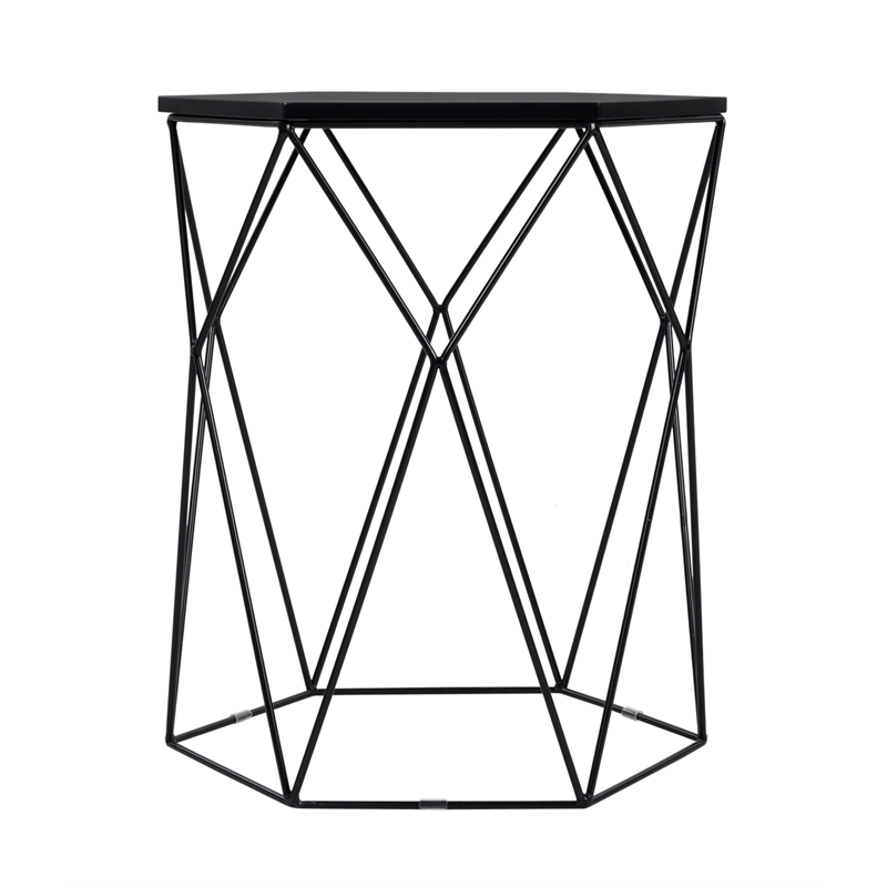 Home Square Geometric Metal Side Table in Midnight Black - Set of 2