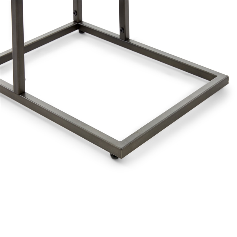 Home Square Modern Marble Side Table in Midnight Black - Set of 2