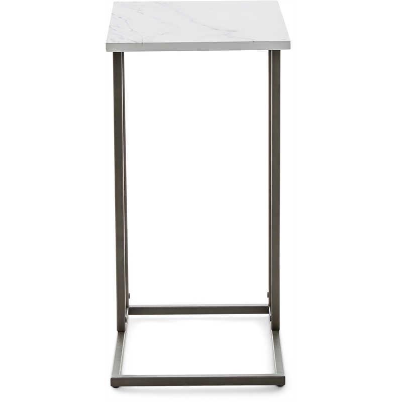 Home Square Modern Marble Side Table in Midnight Black - Set of 2