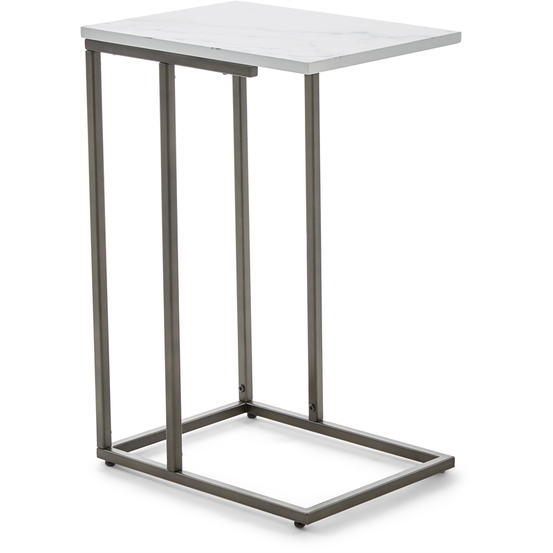 Home Square Modern Marble Side Table in Midnight Black - Set of 2