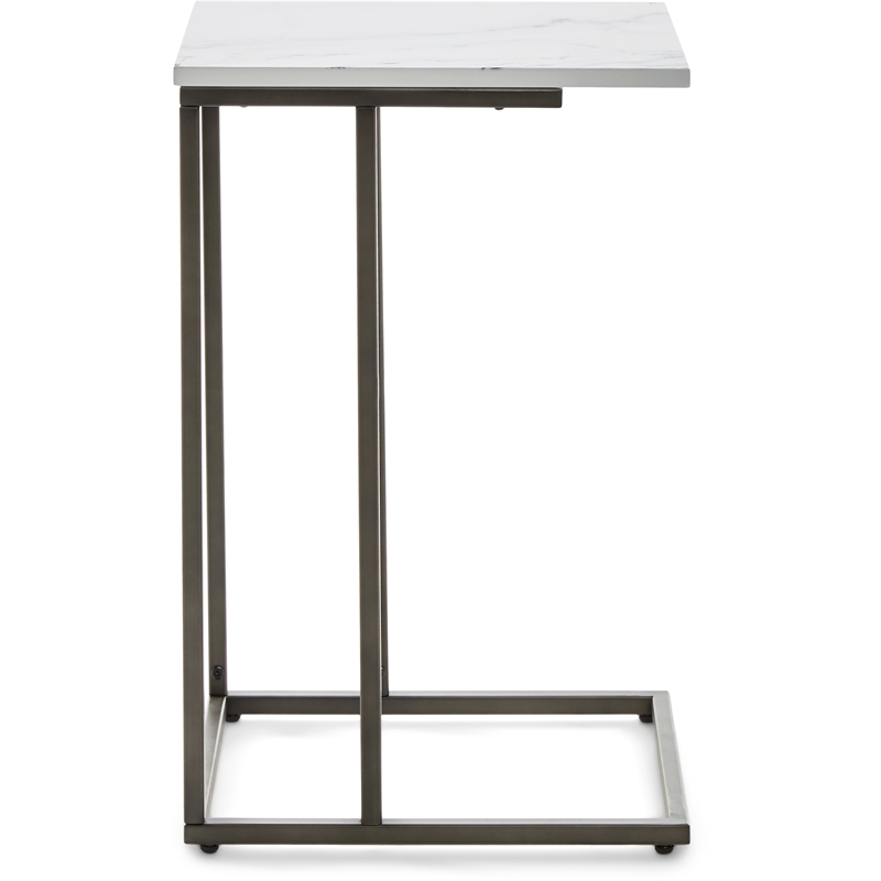 Home Square Modern Marble Side Table in Midnight Black - Set of 2