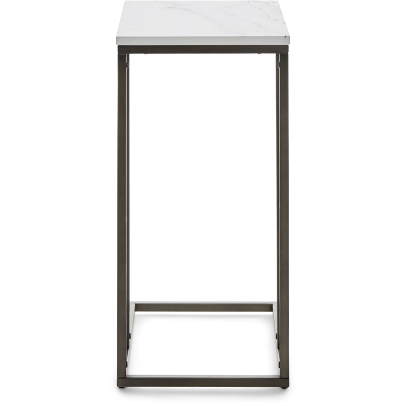 Home Square Modern Marble Side Table in Midnight Black - Set of 2