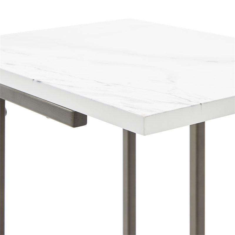 Home Square Modern Marble Side Table in Midnight Black - Set of 2