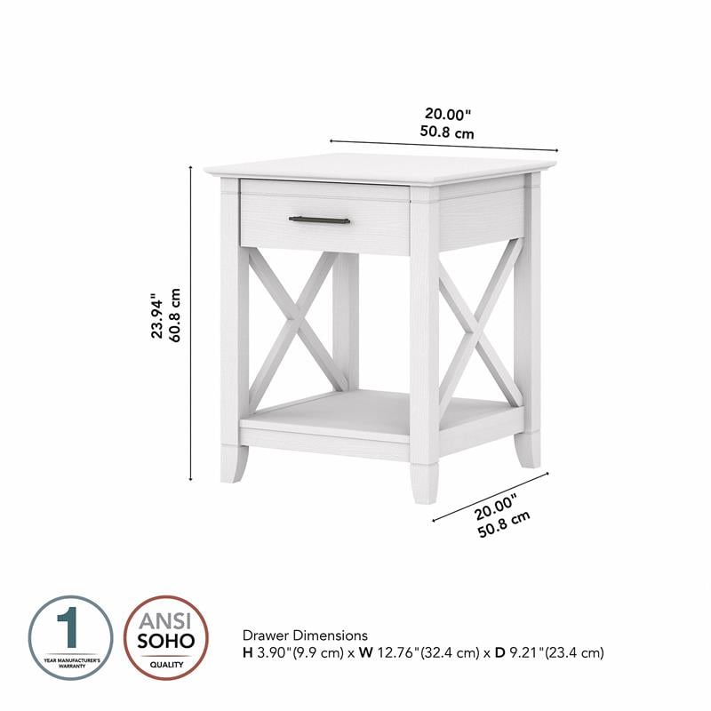 Home Square Wood End Table with Storage in Pure White Oak - Set of 2