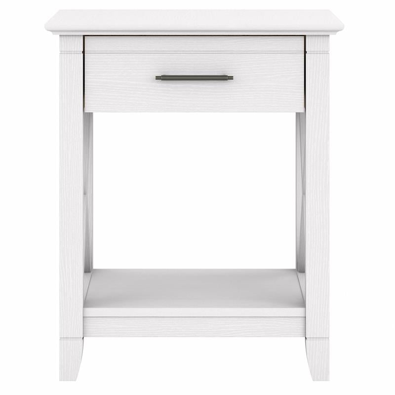 Home Square Wood End Table with Storage in Pure White Oak - Set of 2