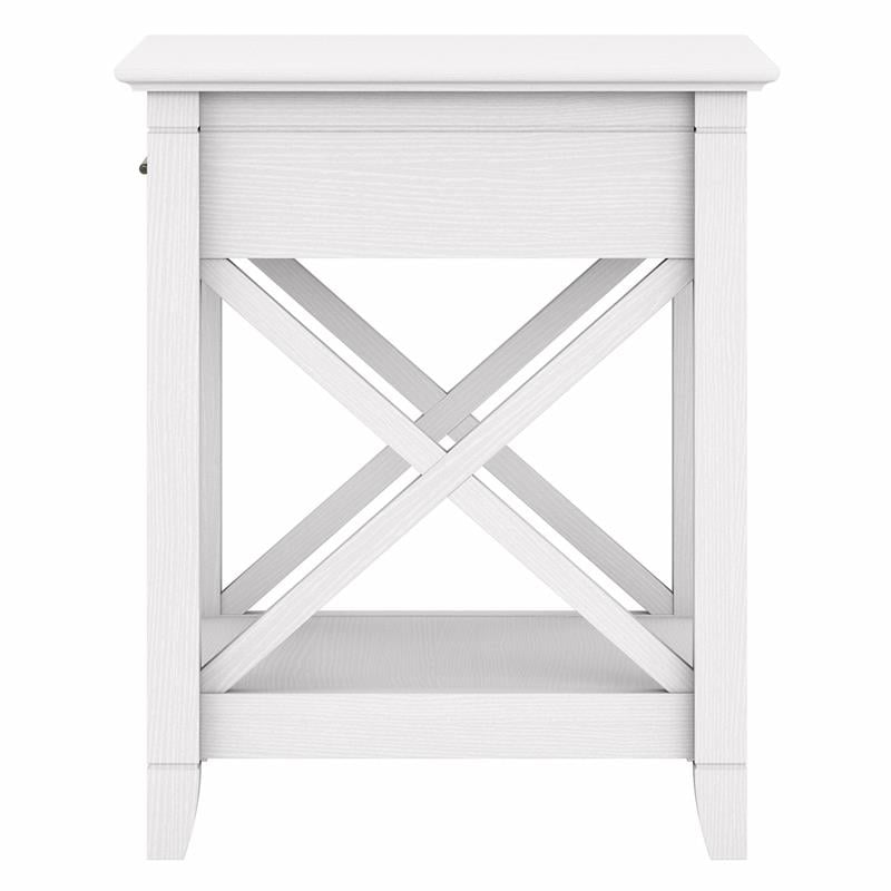 Home Square Wood End Table with Storage in Pure White Oak - Set of 2