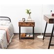 Home Square Modern Wood End Table with Drawer in Rustic Brown - Set of 2