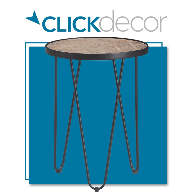 Home Square Farmhouse Wood and Metal Side Table in Black - Set of 2