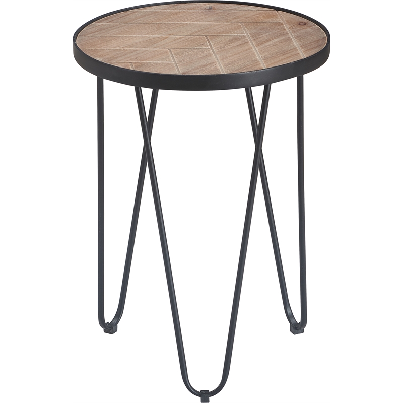 Home Square Farmhouse Wood and Metal Side Table in Black - Set of 2
