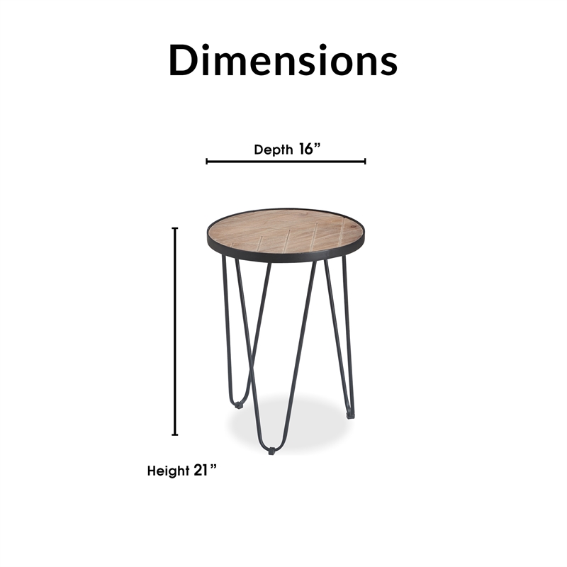 Home Square Farmhouse Wood and Metal Side Table in Black - Set of 2