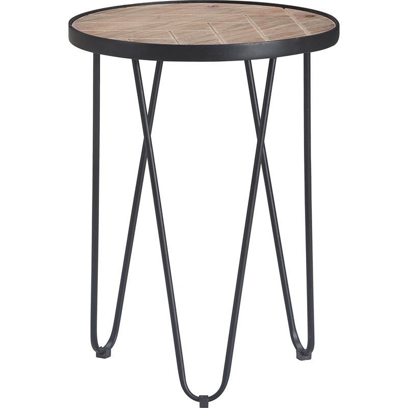 Home Square Farmhouse Wood and Metal Side Table in Black - Set of 2