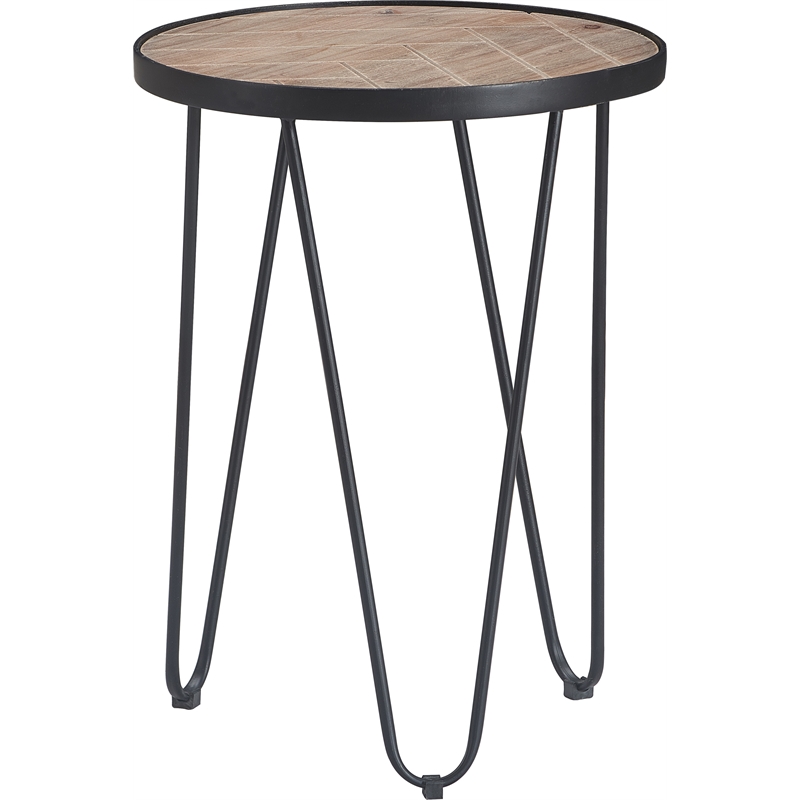 Home Square Farmhouse Wood and Metal Side Table in Black - Set of 2