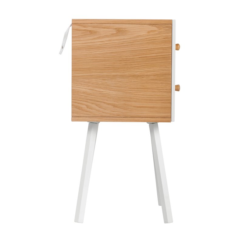 Home Square Modern 2 Drawer Side Table in Oak and White - Set of 2