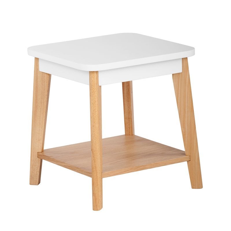 Home Square Modern Square Side Table in Oak and White - Set of 2