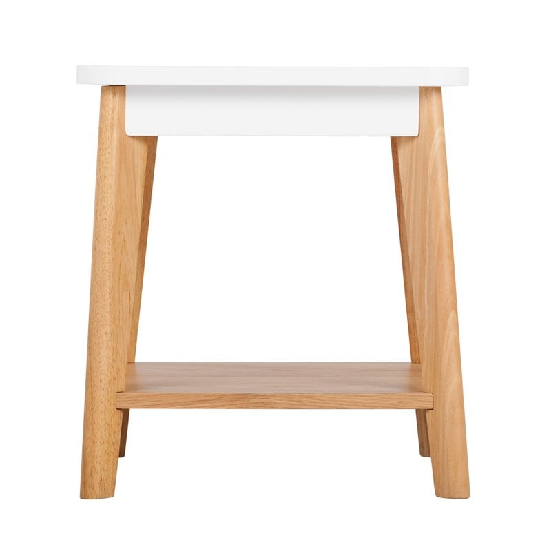 Home Square Modern Square Side Table in Oak and White - Set of 2