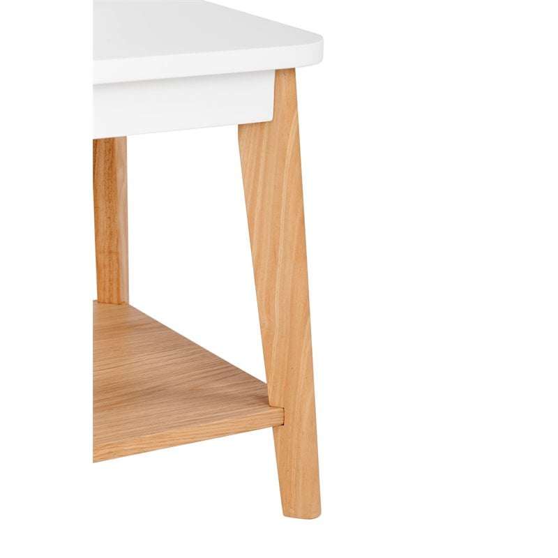 Home Square Modern Square Side Table in Oak and White - Set of 2