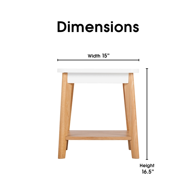 Home Square Modern Square Side Table in Oak and White - Set of 2