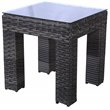 Home Square Two Tone Wicker Rattan End Table in Glass Top - Set of 2