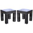 Home Square Two Tone Wicker Rattan End Table in Glass Top - Set of 2