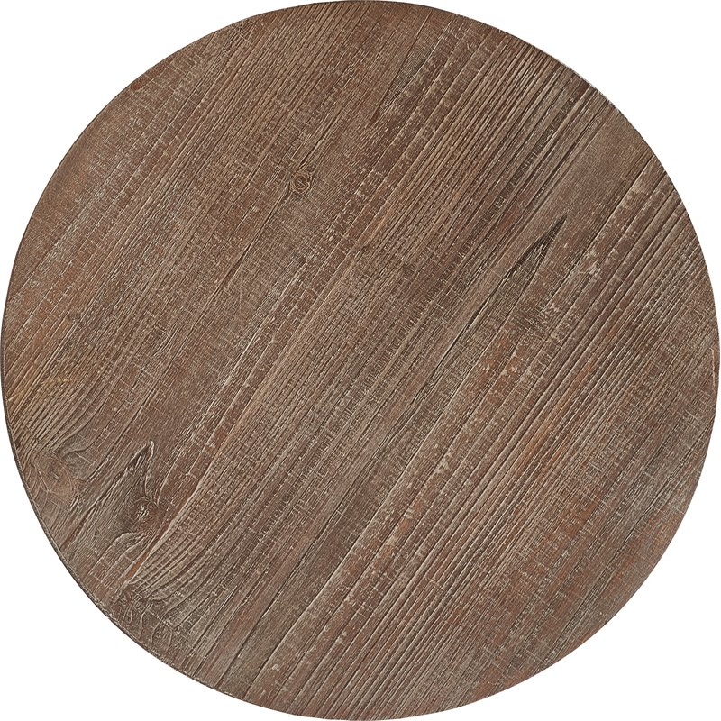 Home Square Round Solid Wood and Metal Side Table in Black - Set of 2
