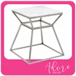 Home Square Tall Marble Side Table in Silver Finish - Set of 2