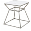 Home Square Tall Marble Side Table in Silver Finish - Set of 2