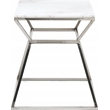 Home Square Tall Marble Side Table in Silver Finish - Set of 2