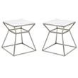 Home Square Tall Marble Side Table in Silver Finish - Set of 2