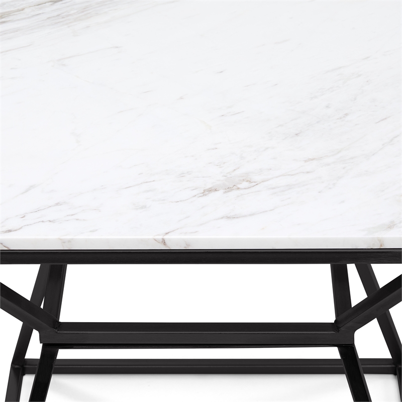 Home Square Tall Marble Side Table in Black Finish - Set of 2